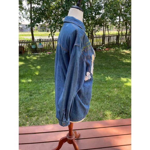 Vintage Together Denim Shirt With Teddy Bear Embroidery & Pocket Teachercore - Picture 8 of 9